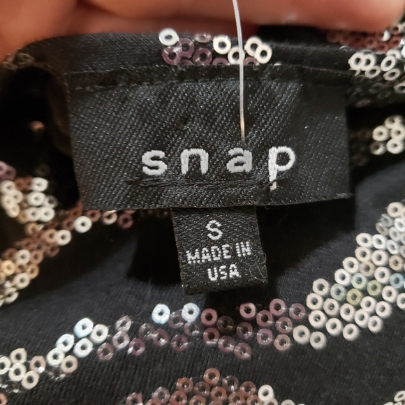 Snap asymmetrical black with silver sequin's dress size small - Picture 6 of 8